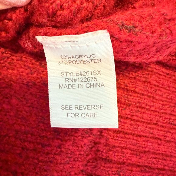 ❤️ Lety & Me Red Cable Knit Cold Shoulder Sweater | Size Medium - Picture 12 of 14